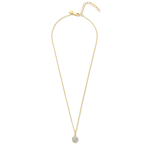 Collier Silber 925 vergoldet - Anhänger 17 Zirkonia - Ø 9mm - Bild 2