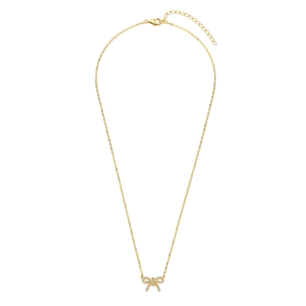 Collier Schleife Silber 925 vergoldet - 29 Zirkonia - Bild 2