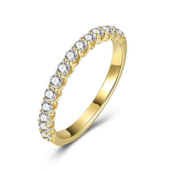 Damenring Silber 925 vergoldet - 14 Zirkonia
