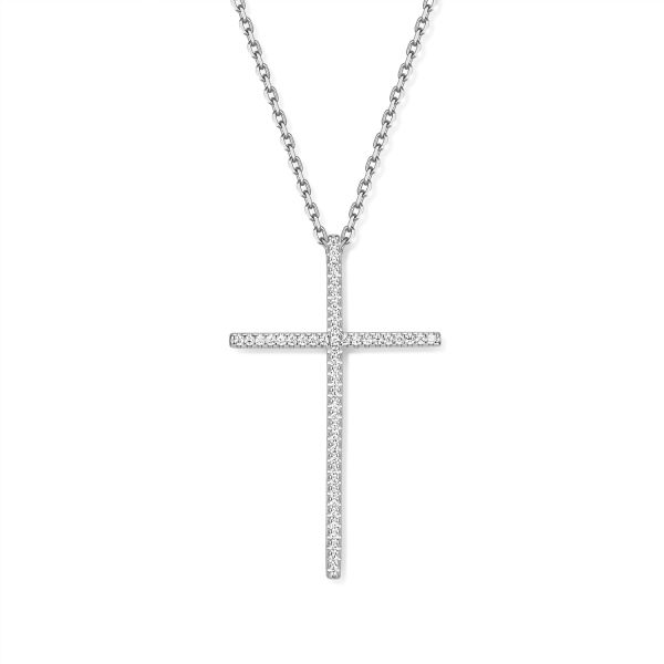 Kreuz Collier Silber 925 mit 48 Zirkonia - vergoldet oder rhodiniert - Bild 1
