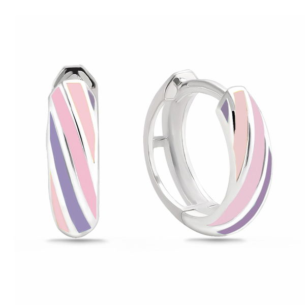 Klappcreolen Silber 925 rhodiniert - Lack Rosa, Lila und Pink - Ø 12,5mm