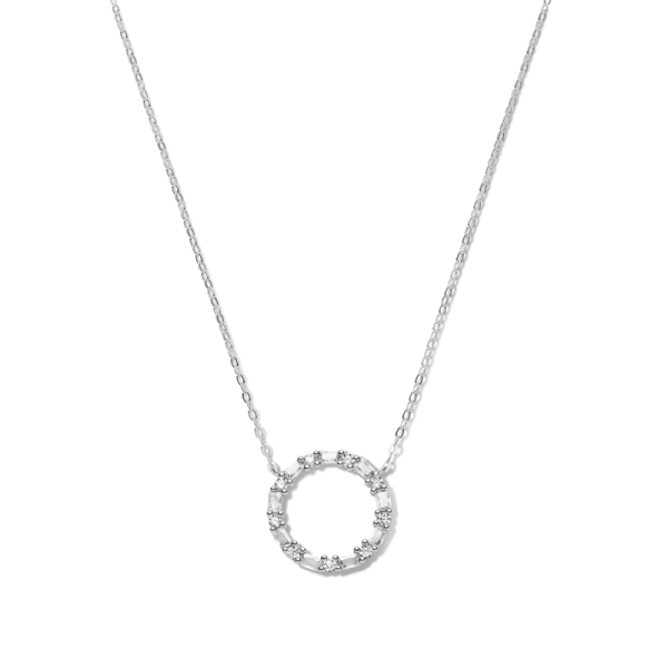 Collier Kreis Silber 925 rhodiniert - 18 weiße Zirkonia - Bild 2