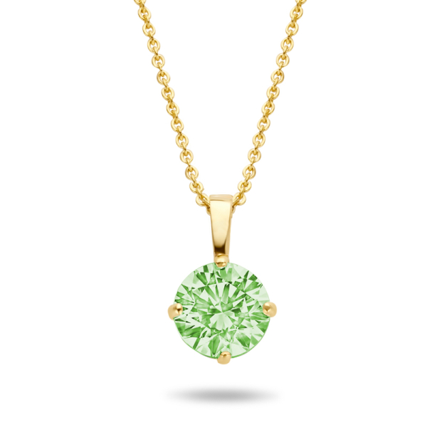 Collier mit Anhänger Zirkonia peridot Gold 585 - 4mm