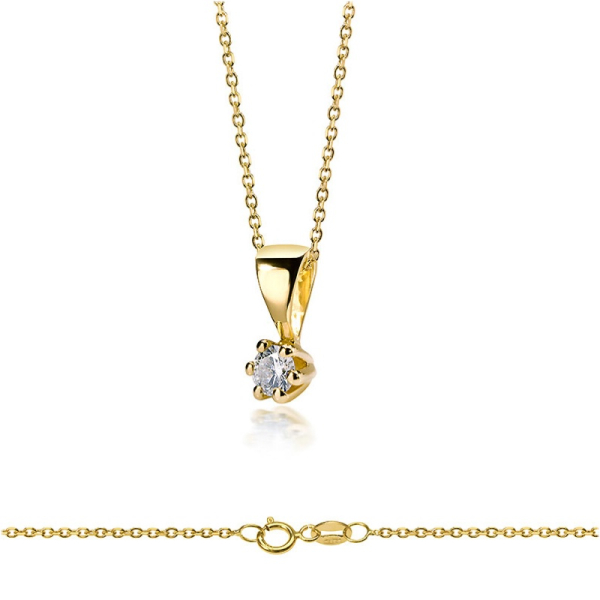 Lovebird Collier mit Brillant 0,05 ct. Gelbgold 585 - 6 Stotzen Fassung - Bild 2
