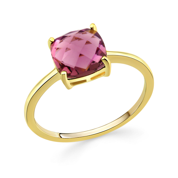 Damenring Silber 925 vergoldet - Amethystfarbenes Kristallglas