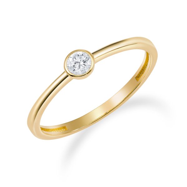 Solitär-Ring Gold 333 - Zirkonia 3,5mm - Zargenfassung