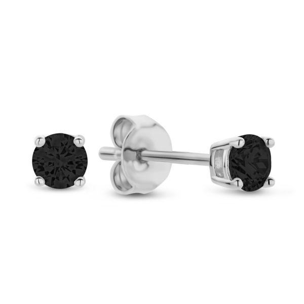 Ohrstecker mit Zirkonia schwarz Silber 925 rhodiniert - Ø 3mm