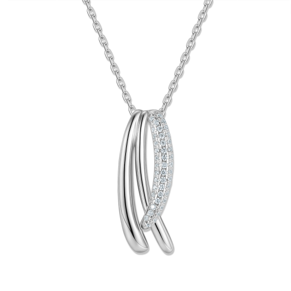 Collier 3-reihiger Anhänger Zirkonia Silber 925 rhodiniert - Länge verstellbar