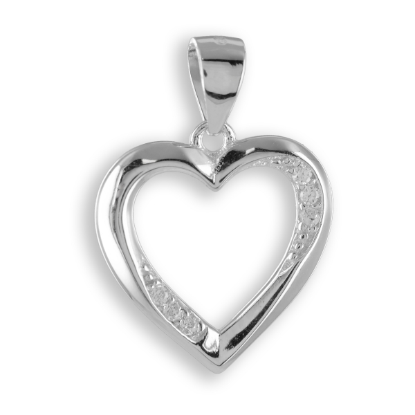 Anhänger Herz Silber 925 rhodiniert - 6 Zirkonia - 15x16mm