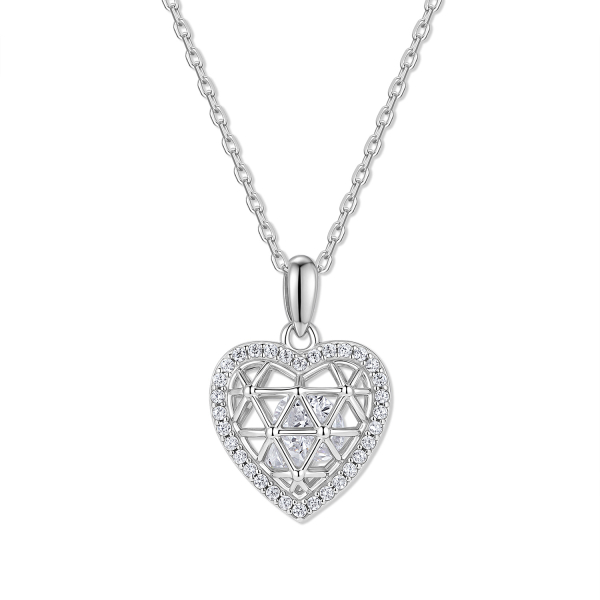 Collier mit Korbanhänger Herz Silber 925 rhodiniert - Zirkonia