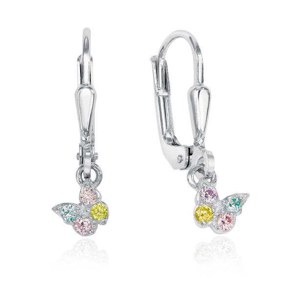 Ohrhänger Schmetterling Silber 925 rhodiniert - 8 bunte Zirkonia