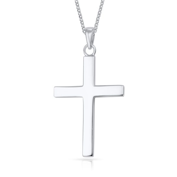Anhänger Kreuz Silber 925 rhodiniert - Hochglanz - 32mm