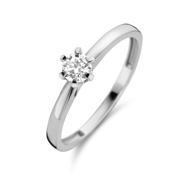 Damenring Weißgold 585 - Zirkonia 4,0mm - 6 Stotzen