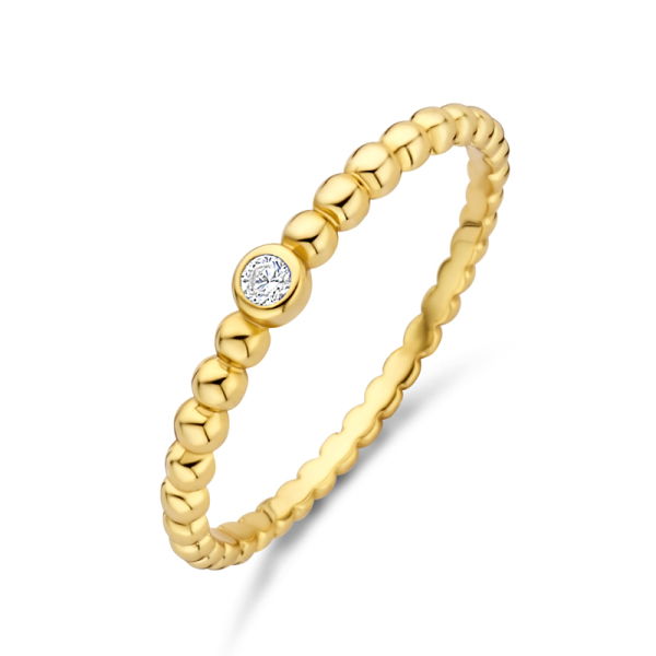 Kugelring Zirkonia Silber 925 vergoldet - 2mm breit