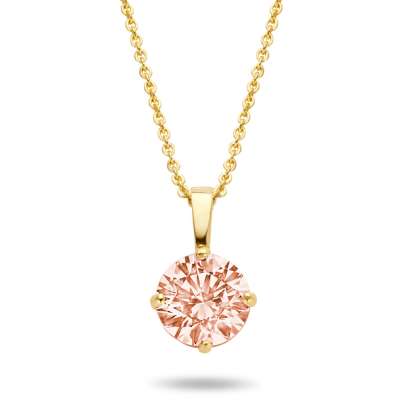Collier mit Anhänger Zirkonia champagner Gold 585 - 4mm