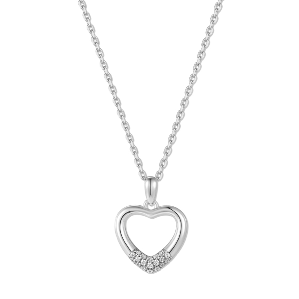 Collier mit Anhänger Herz Silber 925 rhodiniert - 19 Zirkonia - Bild 2