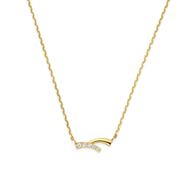 Collier Gold 585 mit Zwischenteil - 5 Zirkonia
