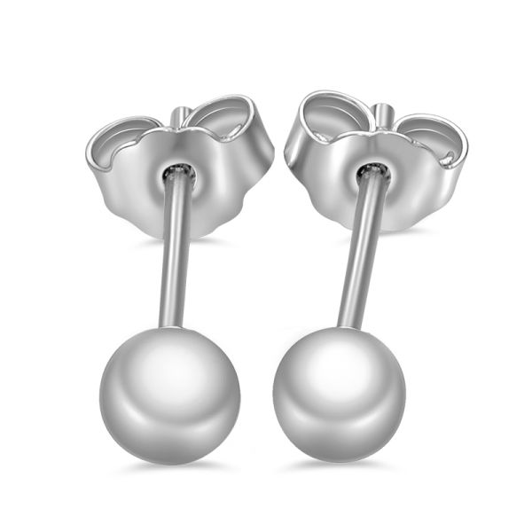 Lovebird Ohrstecker Kugel Silber 925 rhodiniert - 5mm
