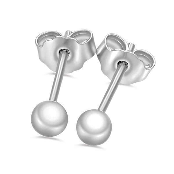 Lovebird Ohrstecker Kugel Silber 925 rhodiniert - 3mm