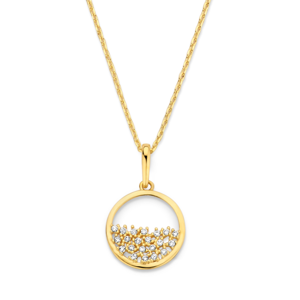 Collier mit Anhänger Reif Gold 585 - 21 Zirkonia