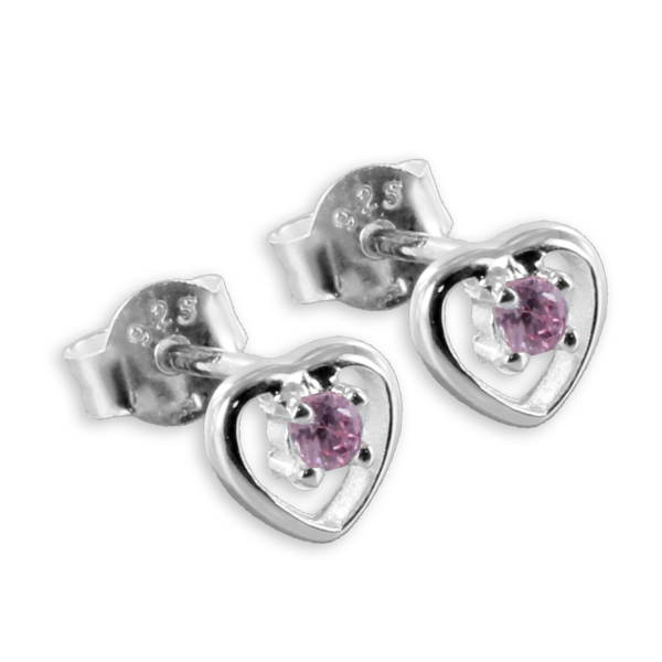 Ohrstecker Herz Kristall rosa Silber 925