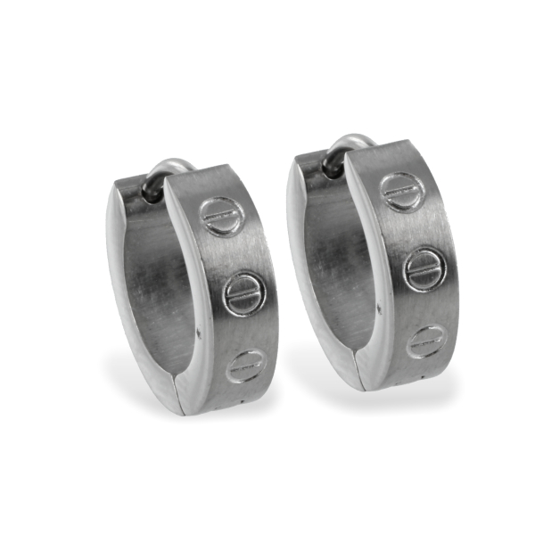 Klappcreolen Edelstahl - Muster - Seidenmatt - Ø 13mm - 4mm breit