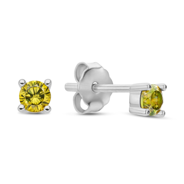 Ohrstecker mit Zirkonia Olivgrün Silber 925 rhodiniert - Ø 3mm