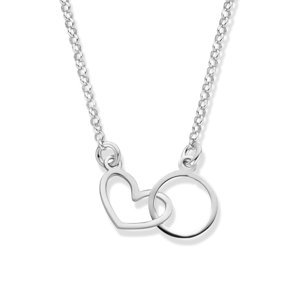 Collier Herz Kreis Silber 925 rhodiniert