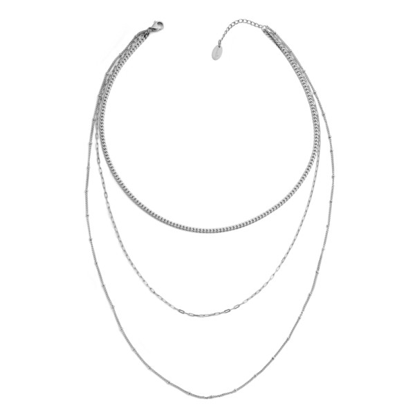 Lovebird Collier 3-reihig Edelstahl - Layering Look