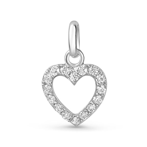 Anhänger Herz Silber 925 rhodiniert - 16 Zirkonia - 9x9,5mm