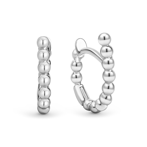 Klappcreolen Silber 925 rhodiniert - Kugeln - 11x1,8mm - Poliert