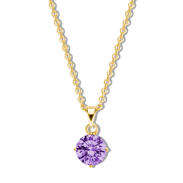 Collier mit Zirkonia lila Silber 925 vergoldet - Ø 5mm - Ankerkette
