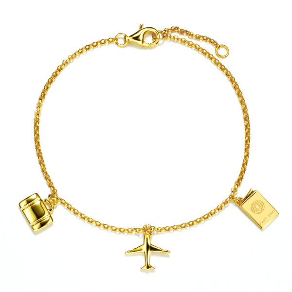 Armband Traveller Silber 925 vergoldet - 3 Anhänger