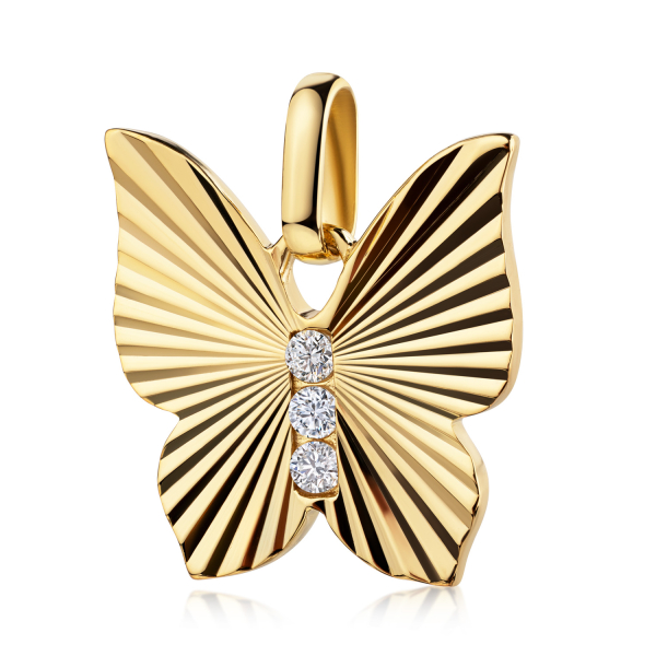 Anhänger Schmetterling Silber 925 vergoldet - 3 Zirkonia - Diamantiert