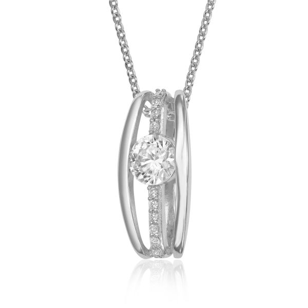 Anhänger Silber 925 rhodiniert - 11 Zirkonia - 16,5x7,5mm