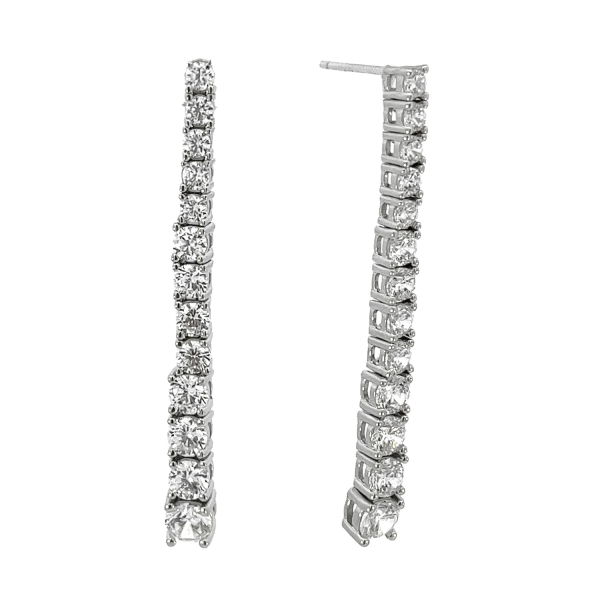 Ohrstecker Silber 925 rhodiniert - 26 Zirkonia - Länge 35mm