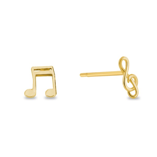 Ohrstecker Musiknote Gold 585 - Notenschlüssel 5,7x2,7mm