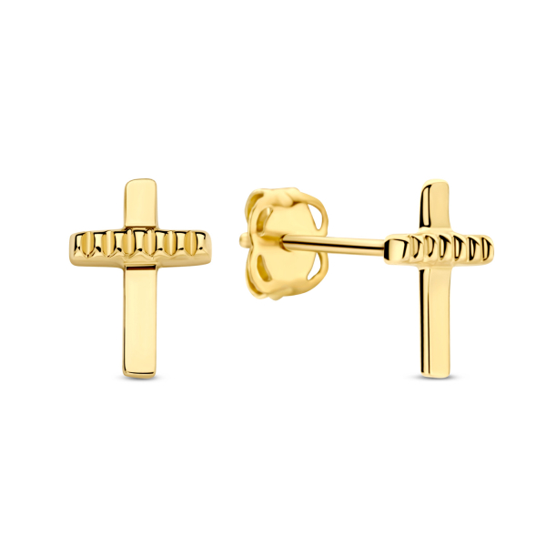 Ohrstecker Kreuz Gold 585 - Hochglanz - 7,0x4,8mm