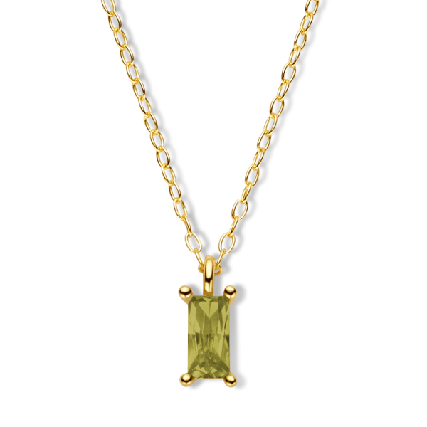 Collier mit Zirkonia Silber 925 vergoldet - Baguetteschliff 6x3mm