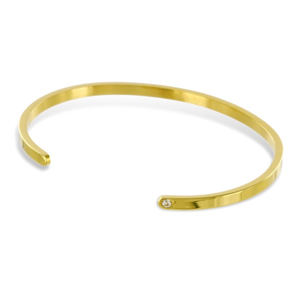 Lovebird Armreif mit facettiertem Kristall Edelstahl - Goldfarbene IP-Beschichtung - 3mm breit - Bild 2
