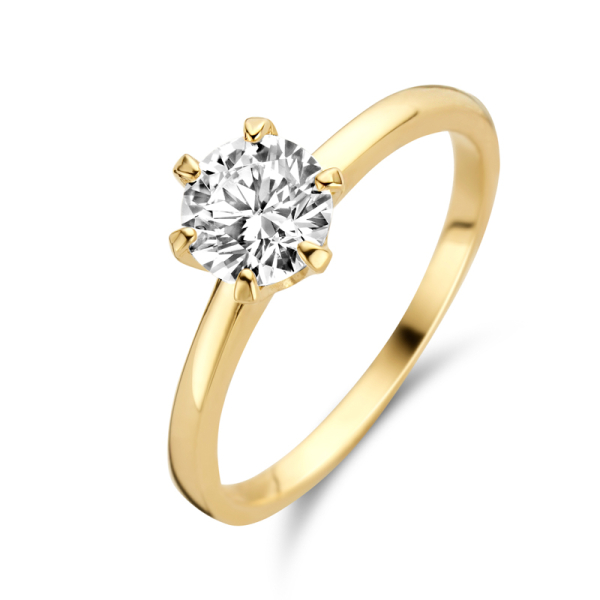 Damenring Gold 585 - Zirkonia 6,0mm - 6 Stotzen