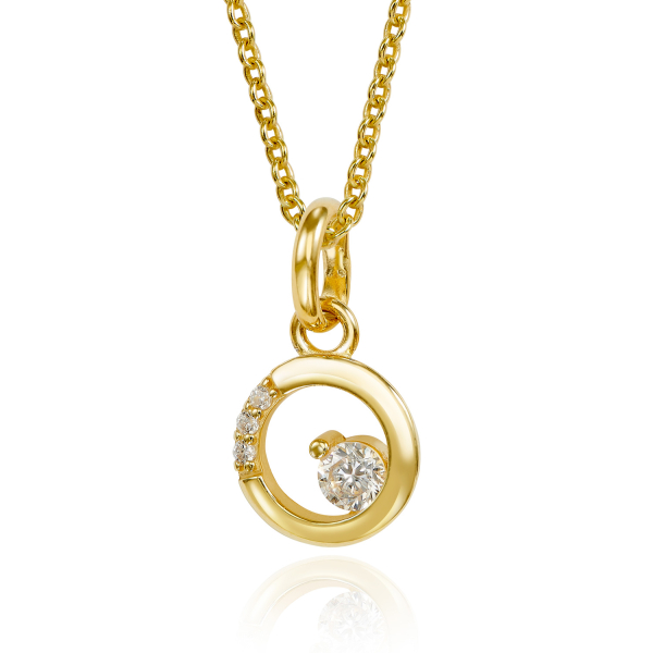 Anhänger Silber 925 vergoldet - 4 Zirkonia - Ø 8,0mm
