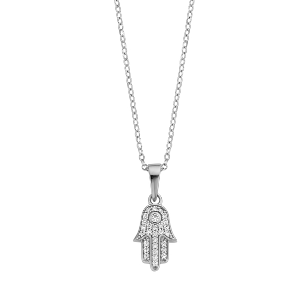 Collier mit Hand Silber 925 rhodiniert - 29 Zirkonia - Bild 2