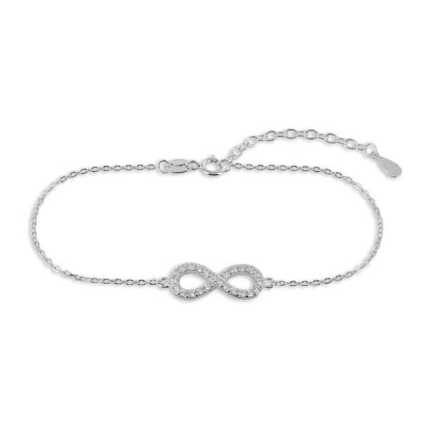 Armband Infinity Silber 925 rhodiniert - 21 Zirkonia - 18x7mm