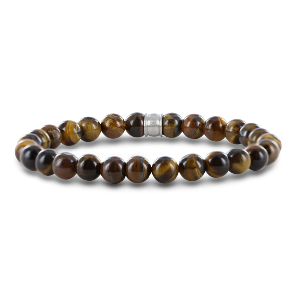 Frank 1967 Armband Edelstahl IPS - Tigerauge 8mm mit Zwischenteil 6mm