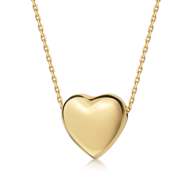 Collier mit Anhänger Herz Silber 925 vergoldet - Herz 12x12mm