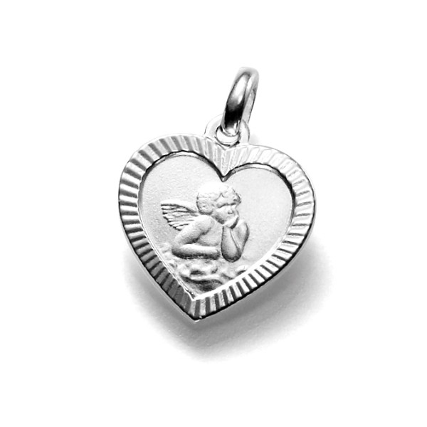 Anhänger Herz Schutzengel Silber 925 - Gravur: Gott schütze Dich