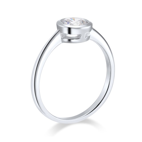 Solitär-Ring Silber 925 rhodiniert - Zirkonia 5mm - Zargenfassung - Bild 2