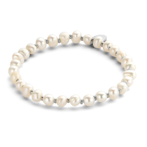 Lovebird Armband mit Süßwasser-Zuchtperlen Edelstahl IPS - Perlen 5 bis 6mm
