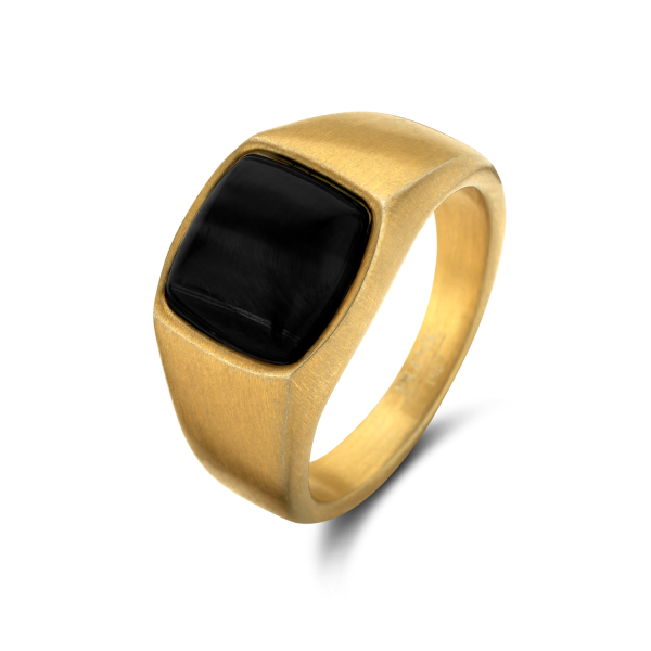 Frank 1967 Ring Schwarzer Stein Edelstahl IPG - 12mm breit